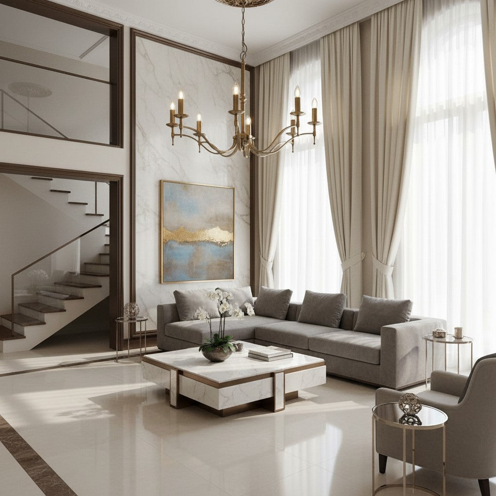 Tela Brass and Nickel Chandelier – Elegant Multi-Light Fixture for Foyers and Kitchens