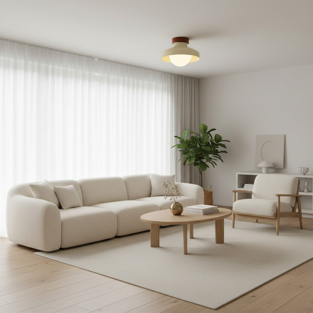 Elystra Modern Ceiling Light Minimalist Glass Shade Metal Fixture for Living Room Kitchen Hallway