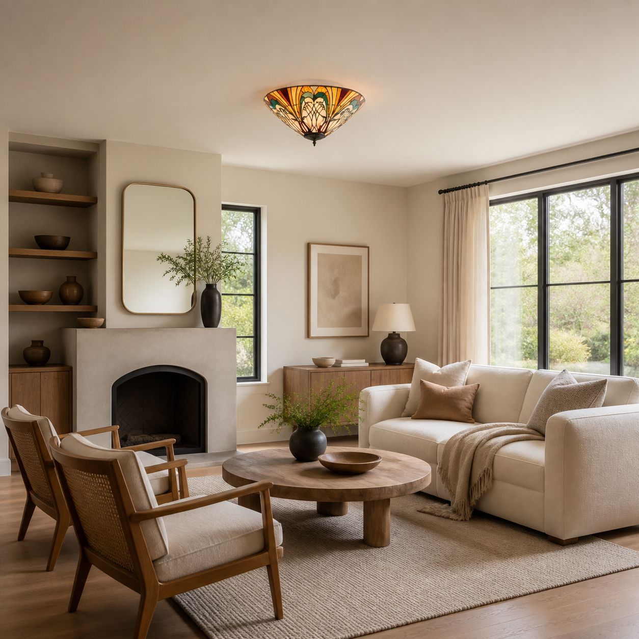 TF Hector Ceiling Light – Handcrafted Stained Glass Design Semi‑Flush or Pendant Fixture for Home