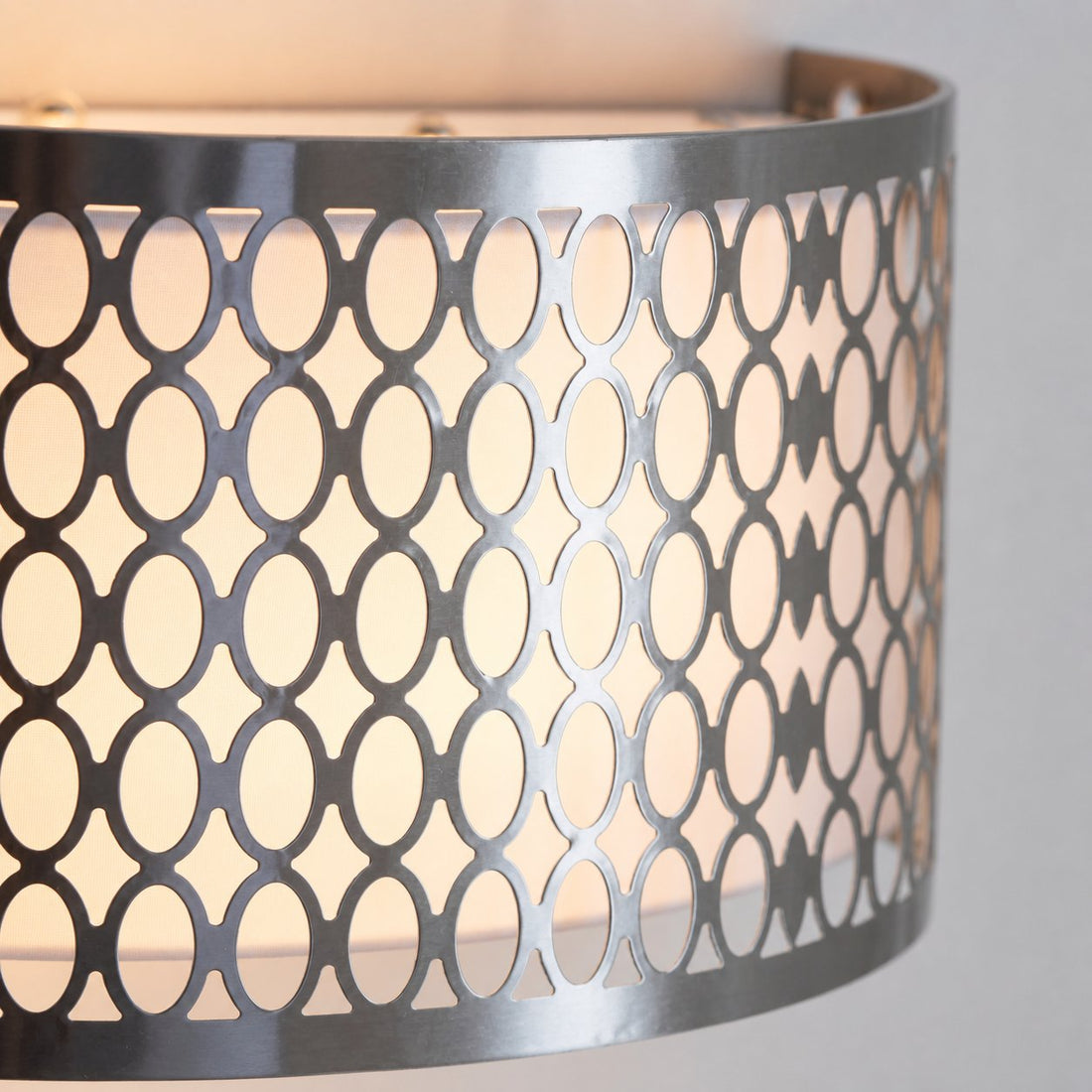 Liorin Fretwork Wall Light - Modern Curved Metal and Fabric Shade Sconce for Hallway or Bedroom
