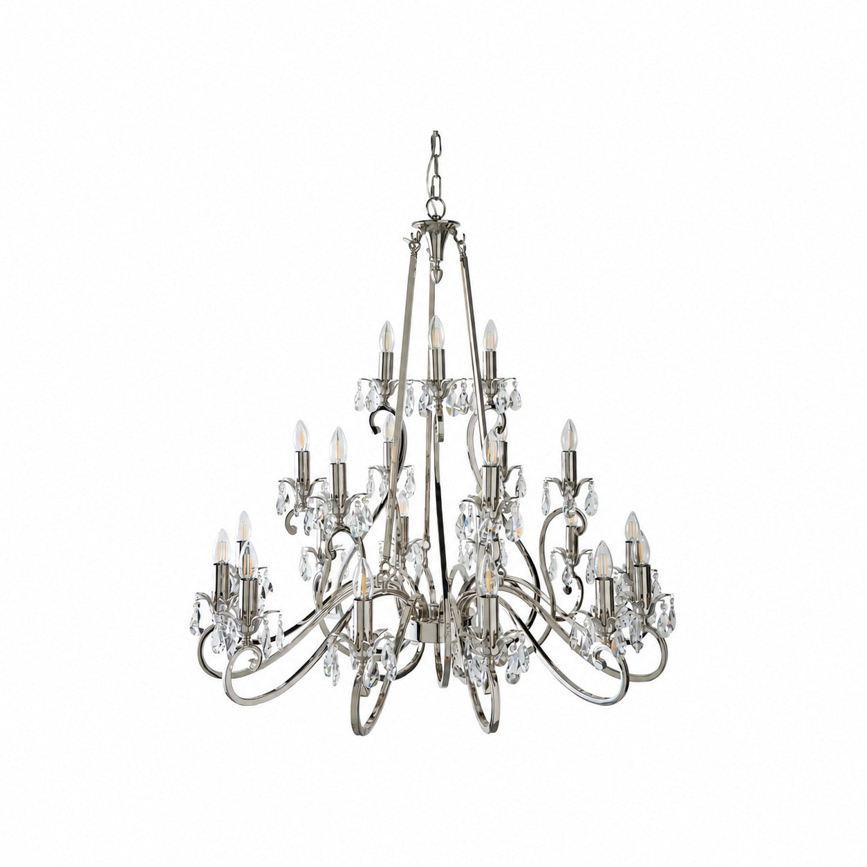 Talonis Crystal Chandelier - Traditional Candle-Style Brass and Nickel for Living Room and Dining Room