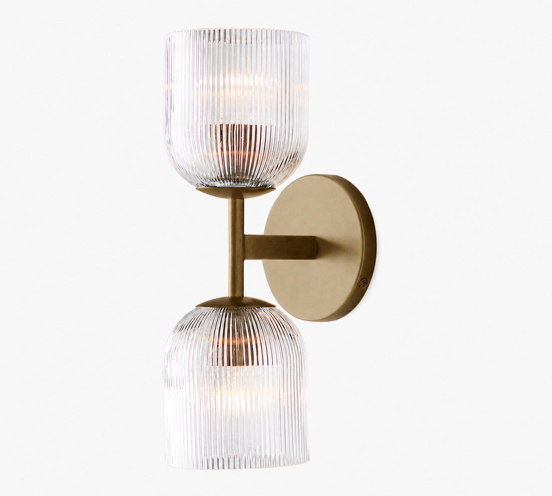 Bravira Ribbed Glass Sconce - Metal Wall Light with Clear Glass Shade