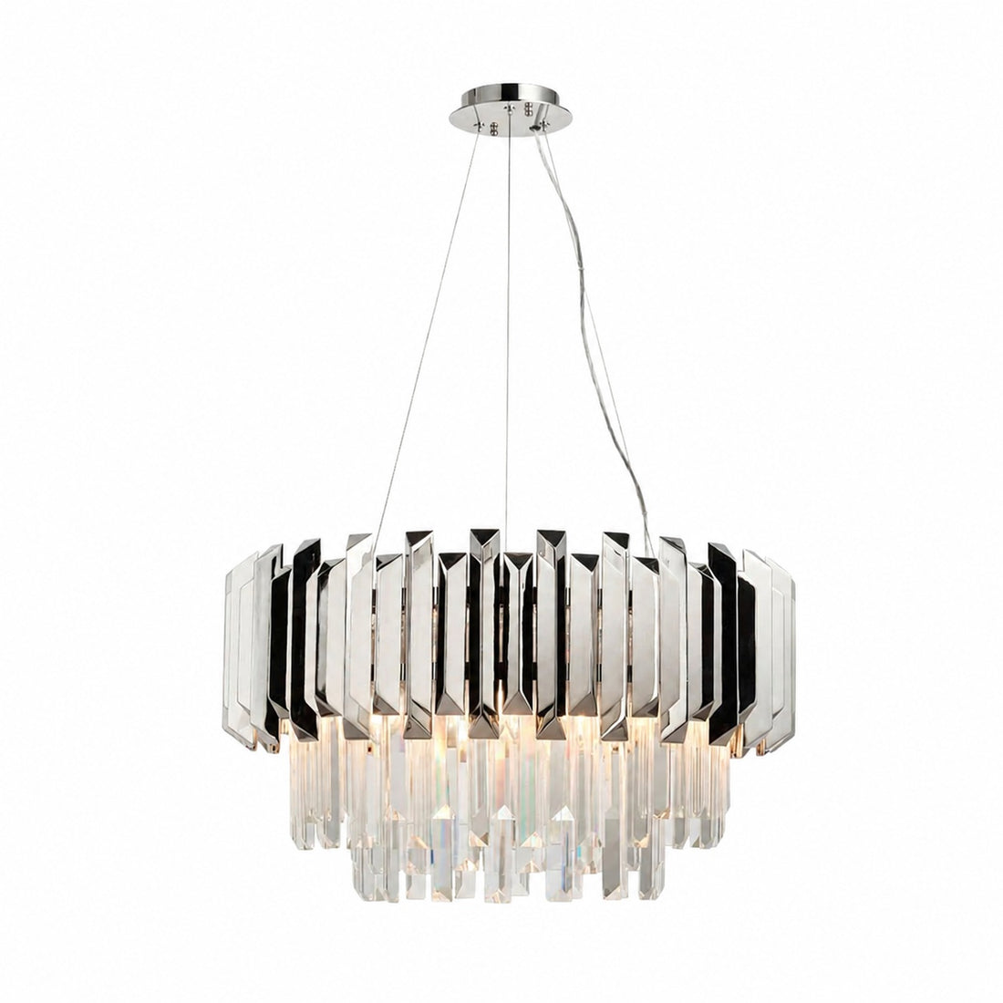 Virelia Contemporary Crystal Pendant Light – Layered Crystal Shade Ceiling Fixture for Dining or Living Room