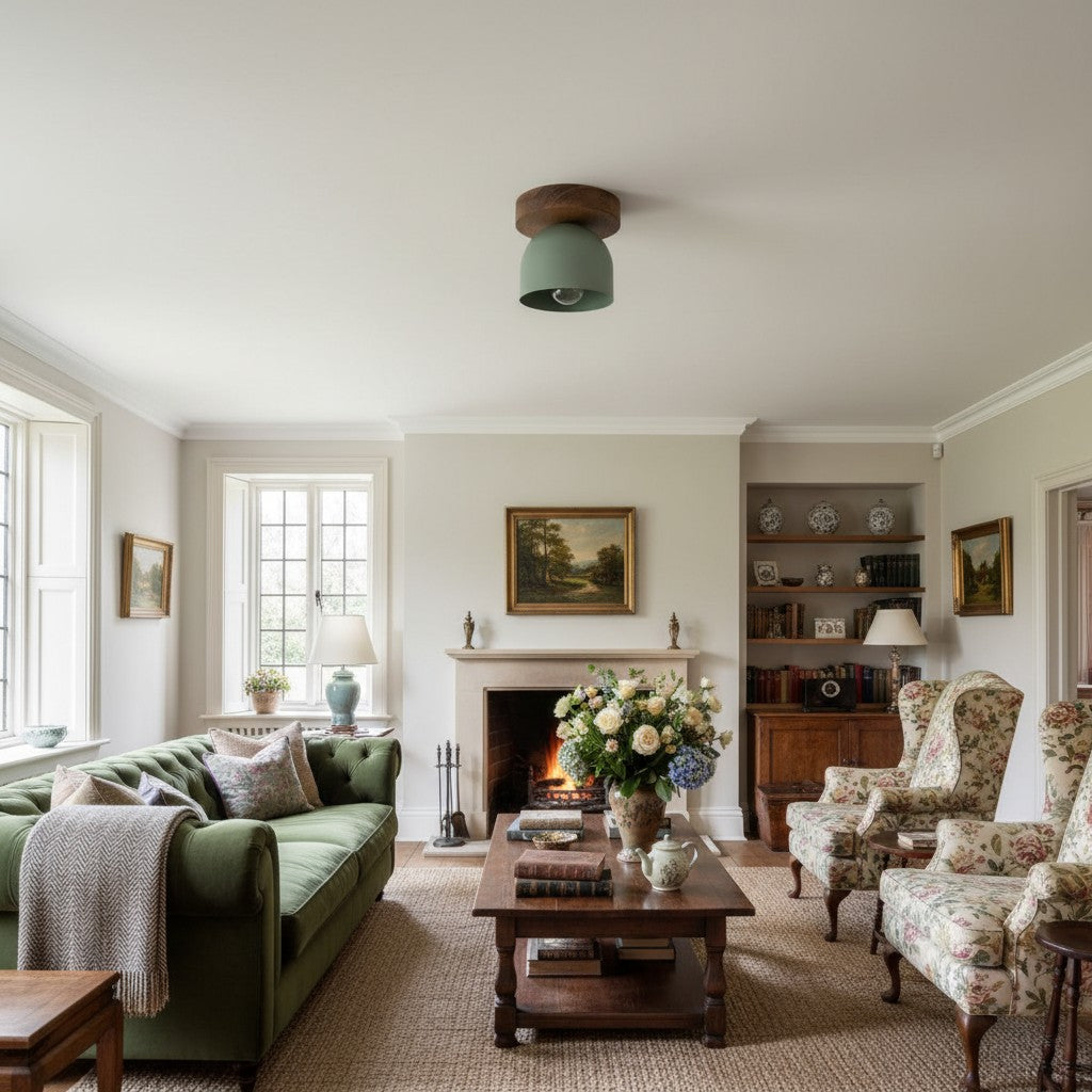 Metio Dome Modern Rustic Ceiling Light - Wooden and Metal Fusion