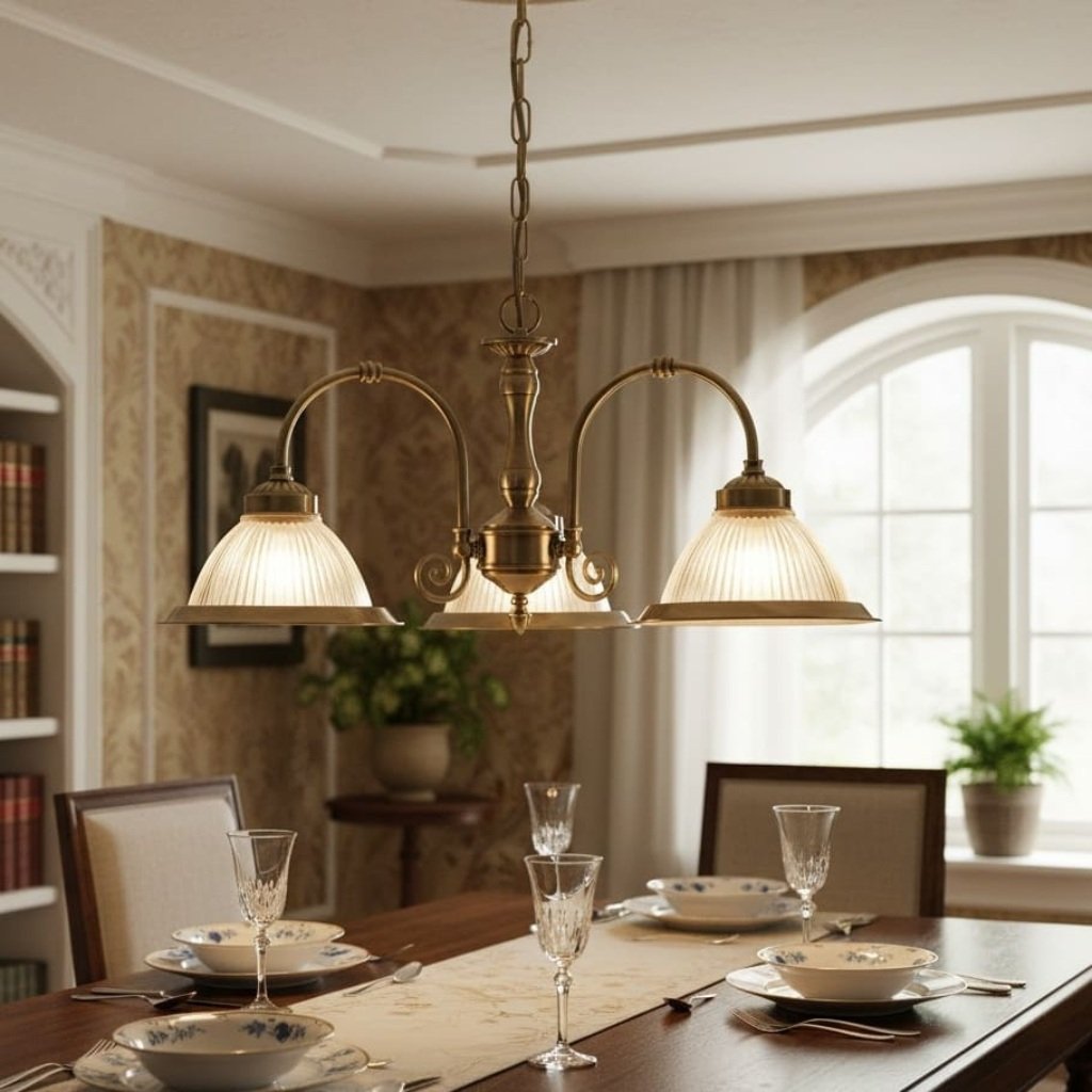TF Vintora Ribbed Glass Pendant Light – Elegant Metal Trim for Kitchens, Dining Areas and Hallways