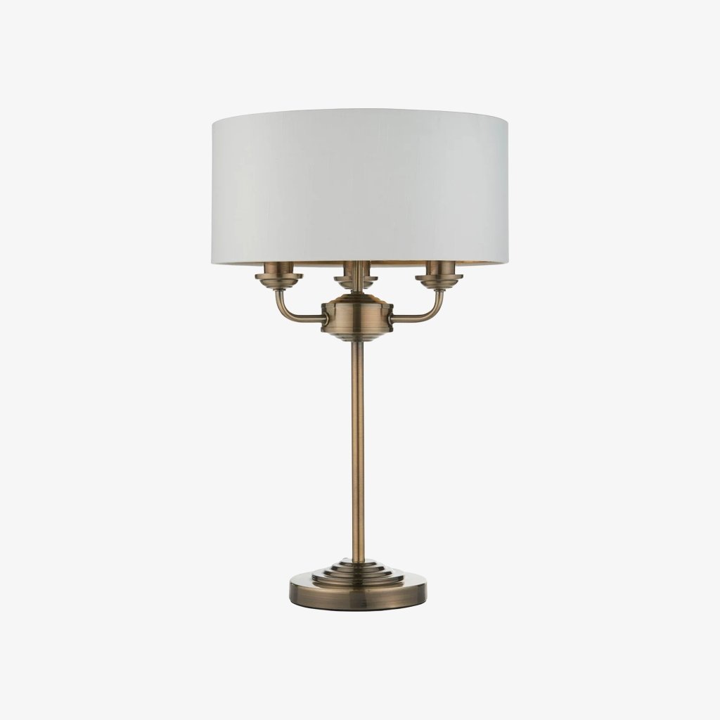 Tela 1‑Light and 3‑Light Table Lamp – Modern Linen & Metal for Bedside or Living Room