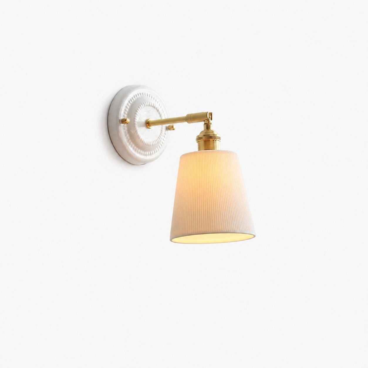 Vintage Japanese Ceramic Brass 1-Light Wall Sconce Lamp