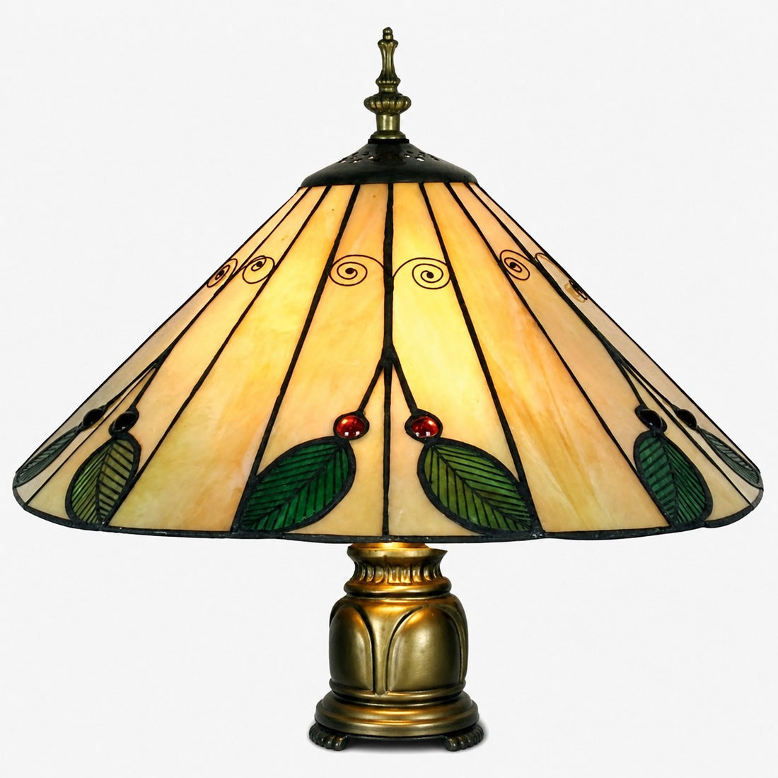 TiffStar Nature Inspired Art Glass Table Lamp - Stained Glass Leaf Pattern for Home Décor