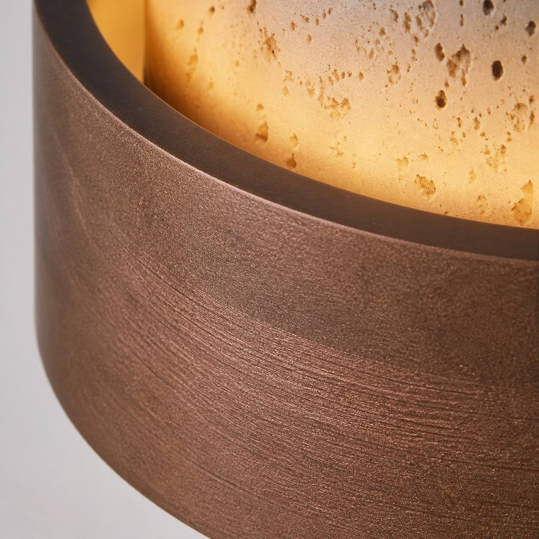 Stonel Contemporary Travertine Cylinder Pendant Lamp with Wood Frame U14