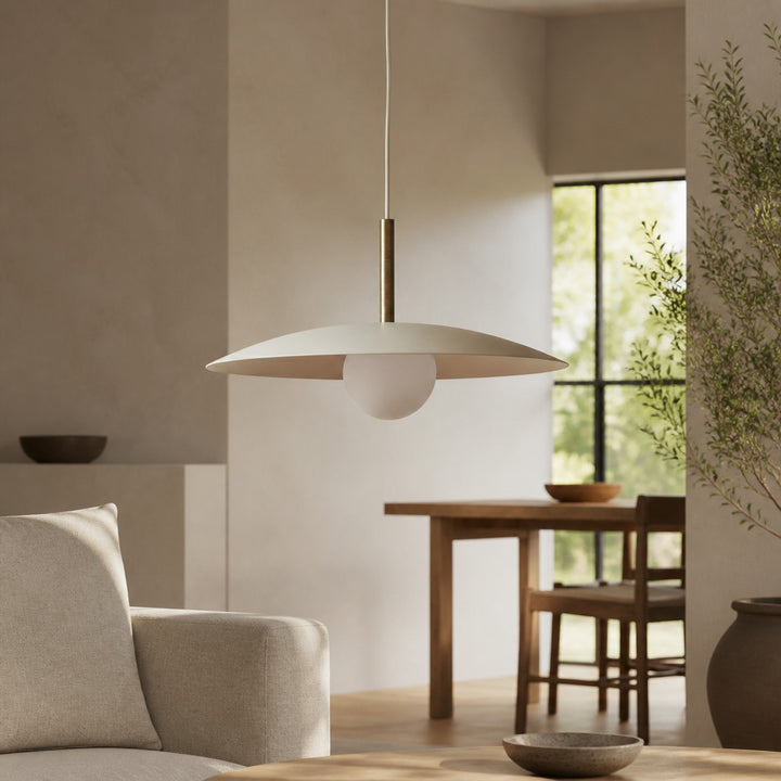 Curva Metal Minimalist Pendant Light - Modern Brass Accent Disc Shade