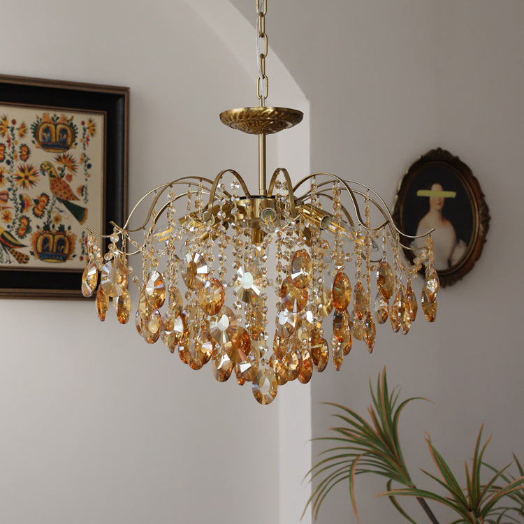 Vintage Sumptuous Teardrop Crystal Chandelier