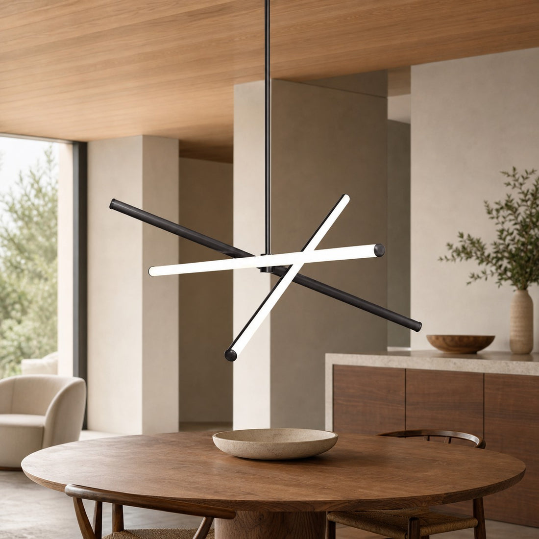 Voro Minimalist Chrome Light Rods - LED Semi-Flush Mount Ceiling Light