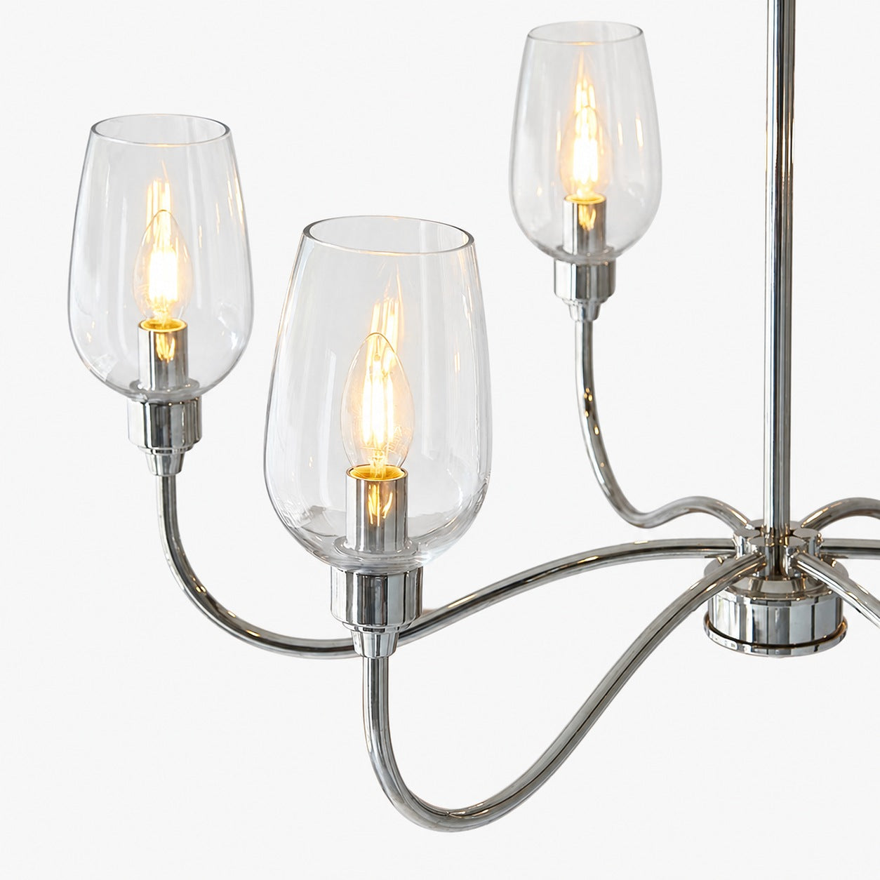 Clarione Art Deco 6-Light Linear Chandelier with Blown Glass Shades for Kitchen