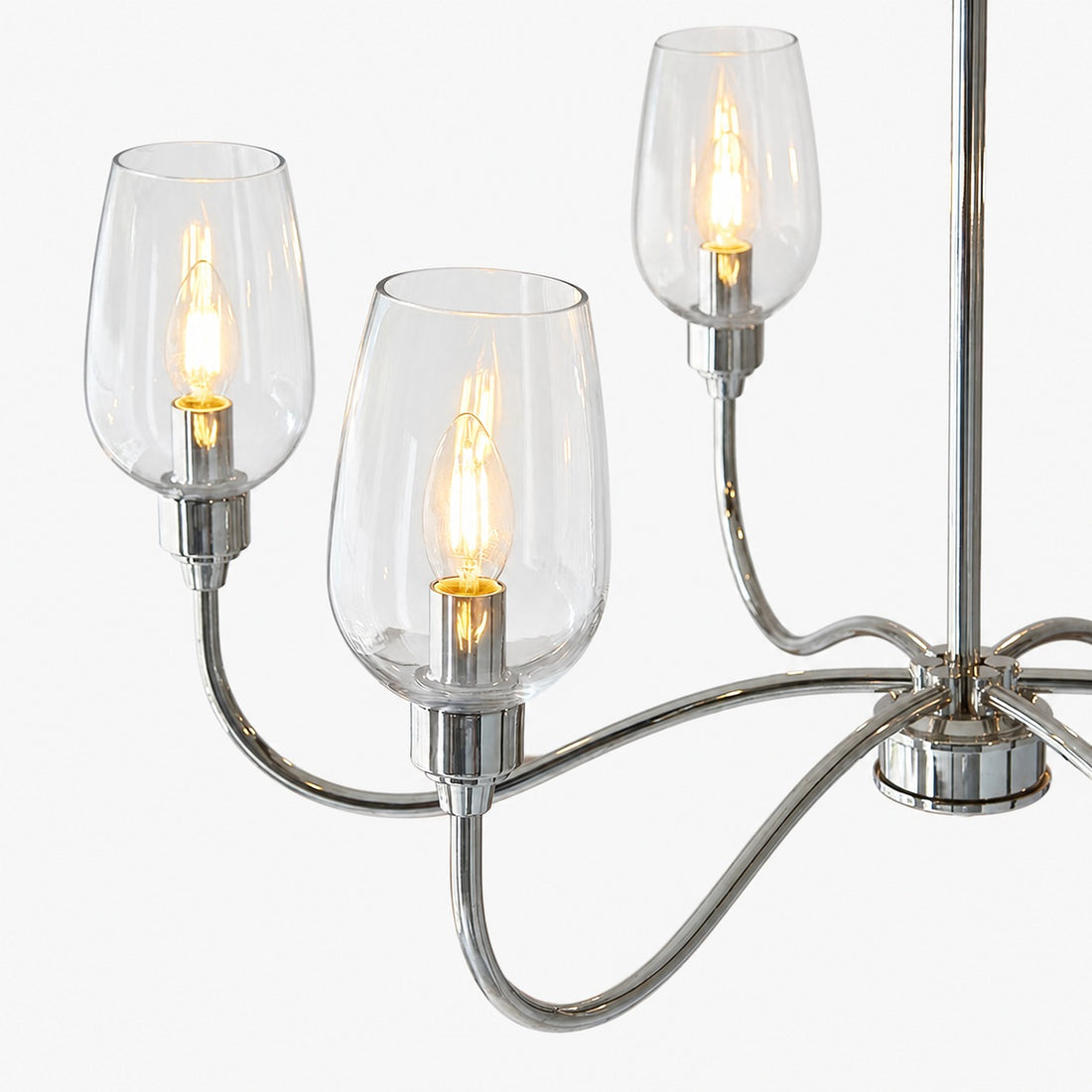 Clarione Art Deco 6-Light Linear Chandelier with Blown Glass Shades for Kitchen