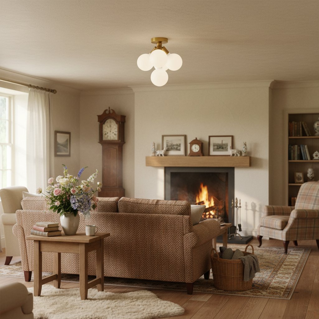 Glorica Glass Flush Mount Light - Globe Ceiling Fixture Modern