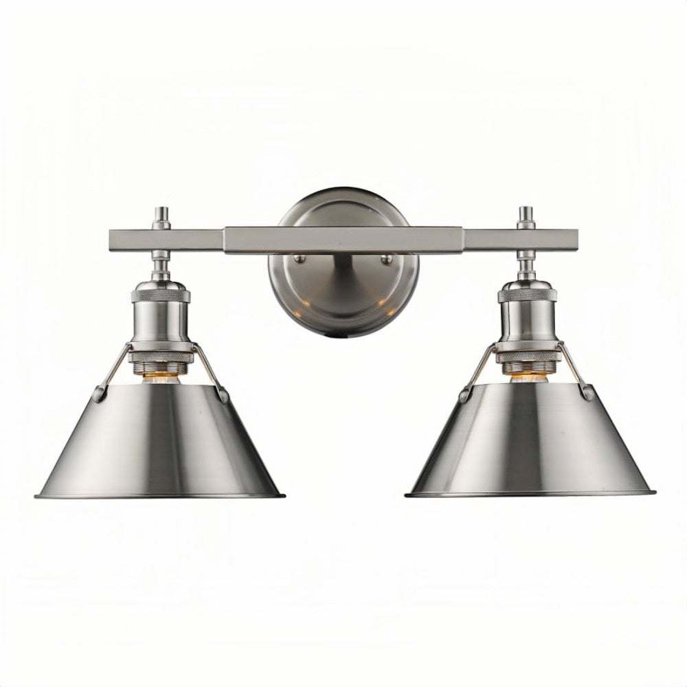 Industrial Two Light Vanity Wall Light - Metal Bathroom Mirror Wall Lights