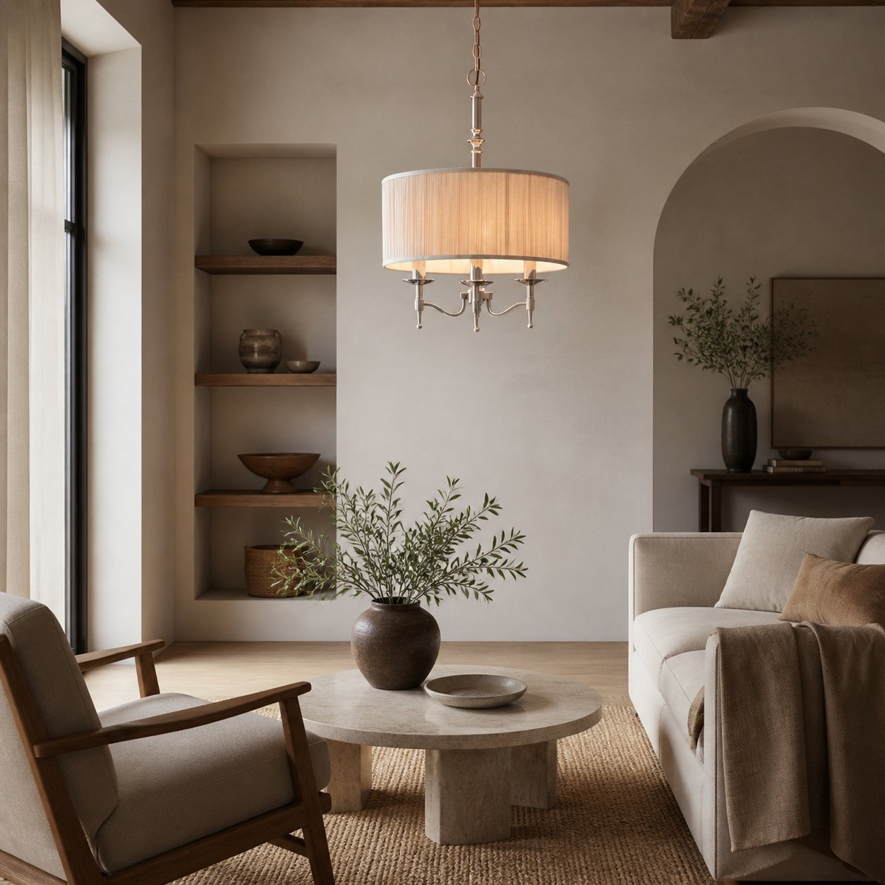 Tela 3-Light Pendant Lamp - Elegant Multi Arm Hanging Light for Living & Dining Spaces