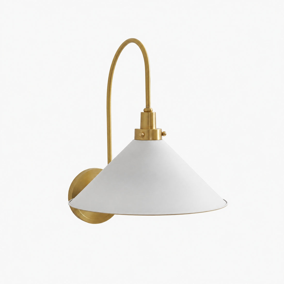 Ivoran Brass Gooseneck Wall Sconce - Curved Arm Dome Shade Light for Bedroom and Hallway