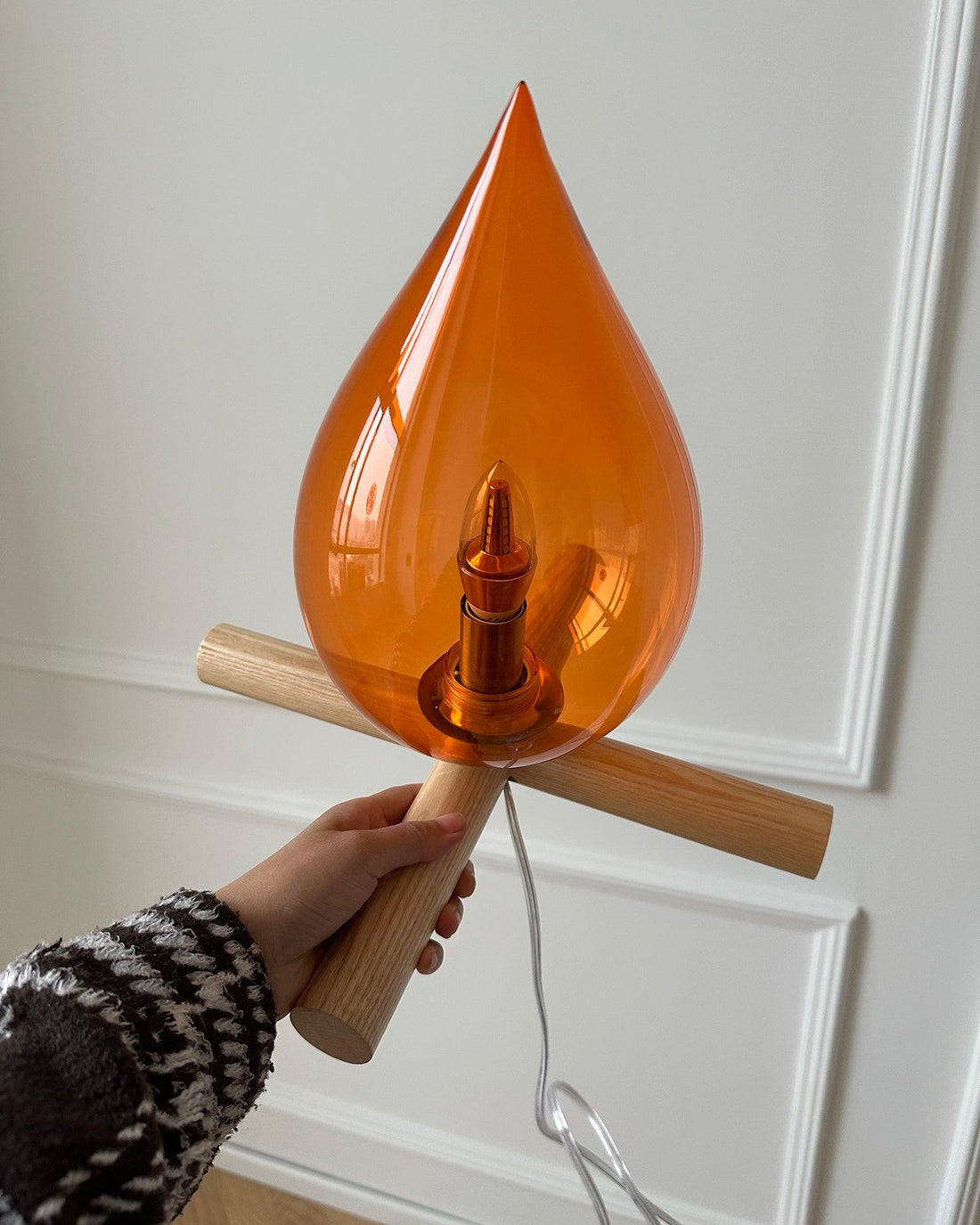 Firewood Stack Flame Table Lamp