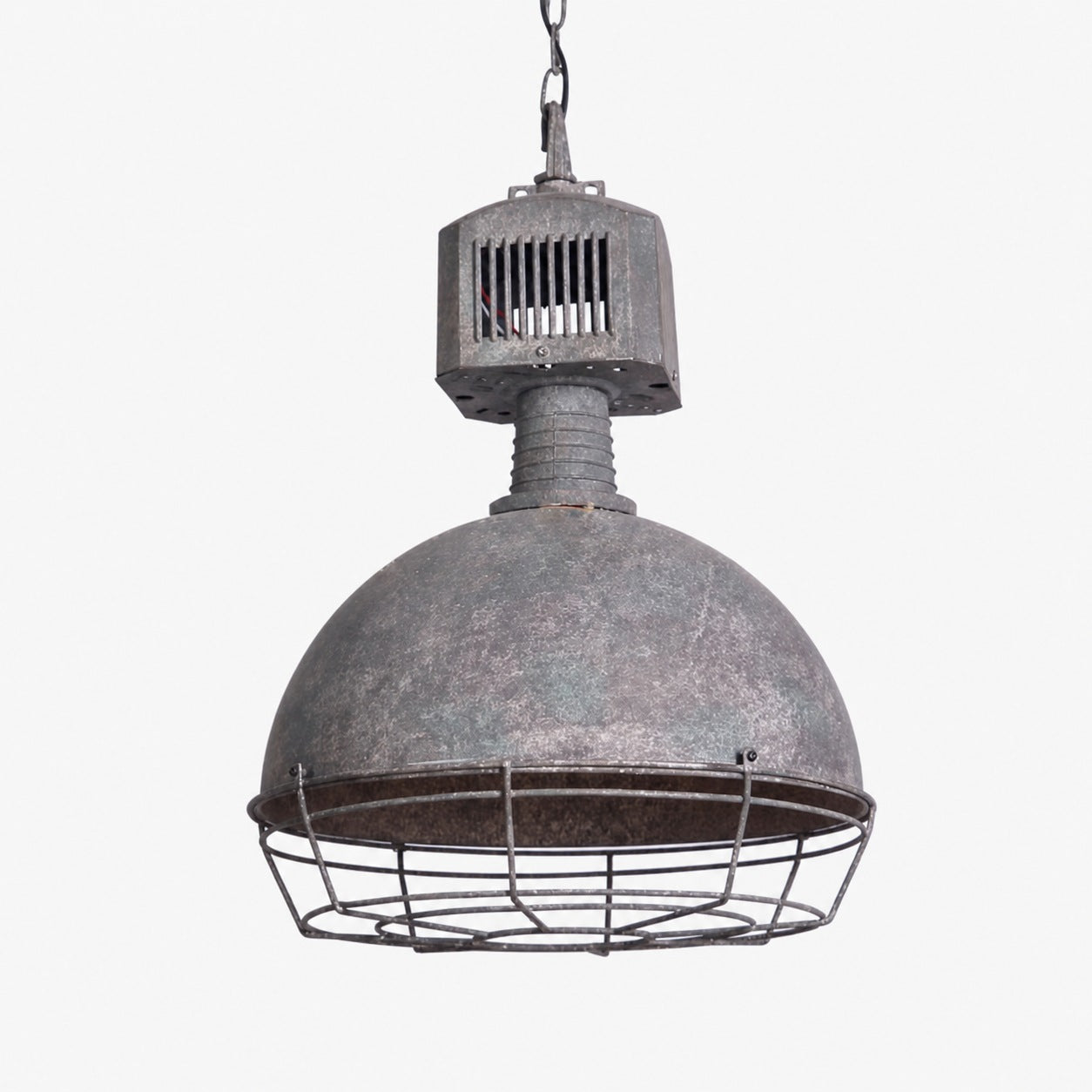 Caged Industrial Metal Pendant Light