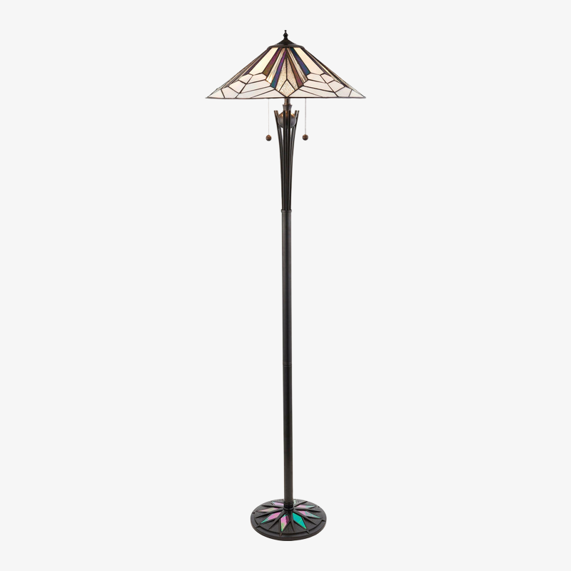 TF Astoria Art Deco Stained Glass Floor Lamp – Geometric Design Standing Light for Living Room