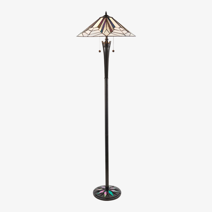 TF Astoria Art Deco Stained Glass Floor Lamp – Geometric Design Standing Light for Living Room
