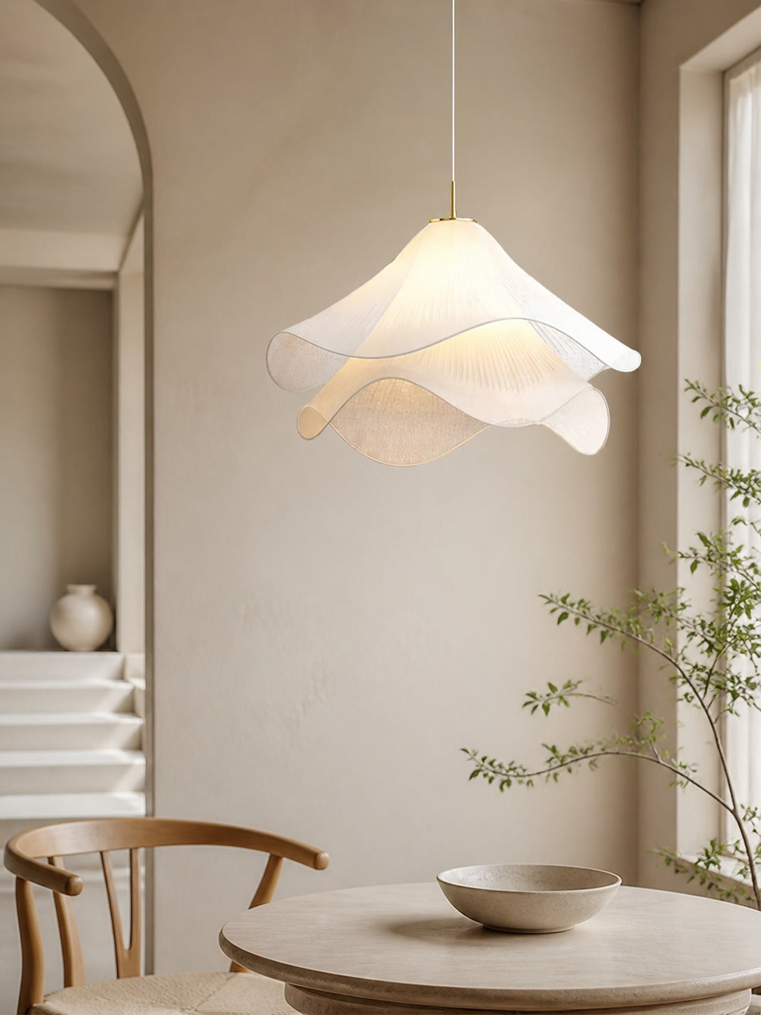 Ethereal Bloom French Floral Pleated Fabric Pendant Light