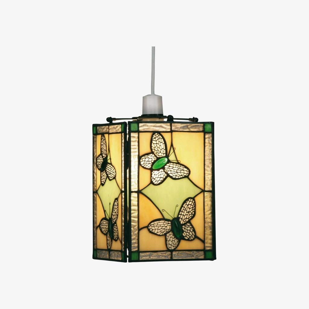 TF Butterfly Pendant Lamp - Artistic Stained Glass Pendant Light for Living Room or Bedroom
