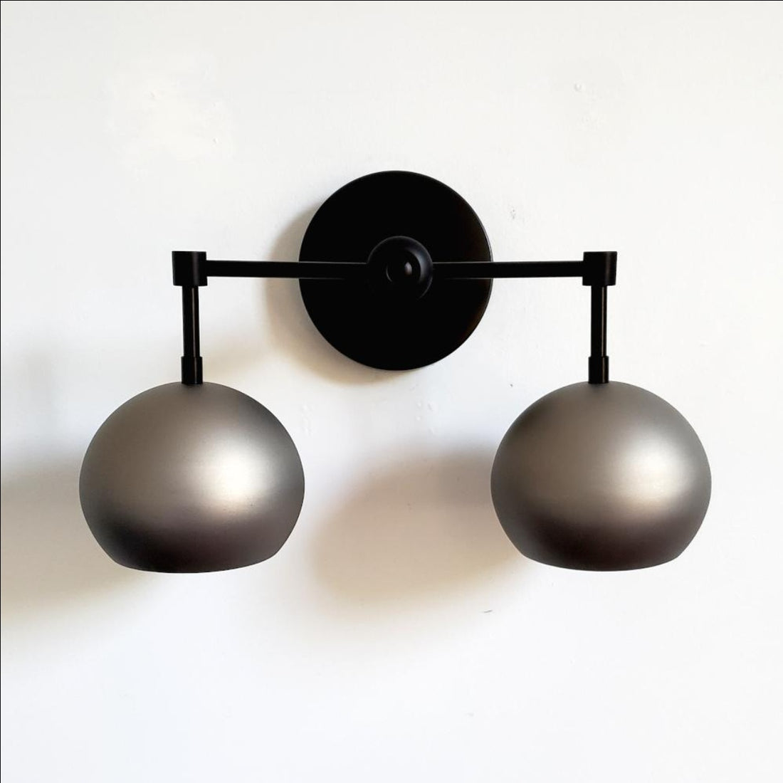 Steel Loa Wall Sconce - Double Head Metal Silver Vanity Bathroom Wall Lamp