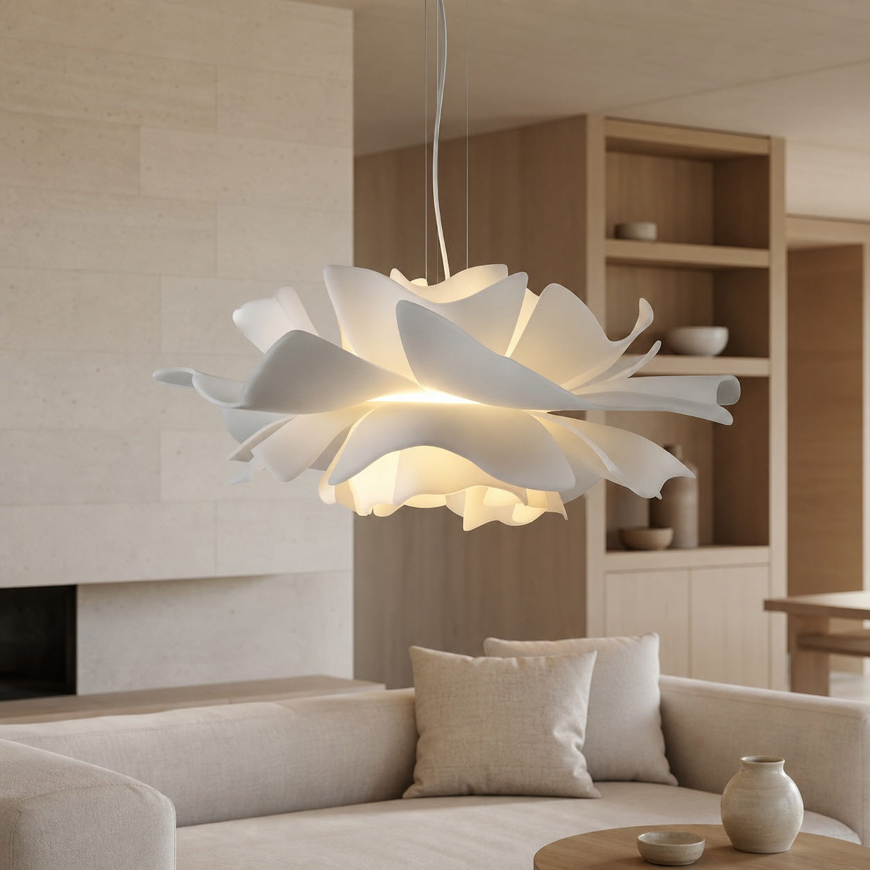 Blossenari Nordic Flower Design Pendant Lamp – Sculptural Floral Ceiling Light for Living Room N34