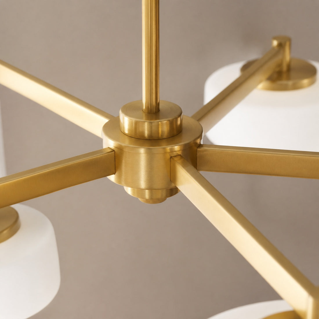 Zirvos Pendant with Frosted Opal Globes and Brushed Brass Frame for Living and Dining