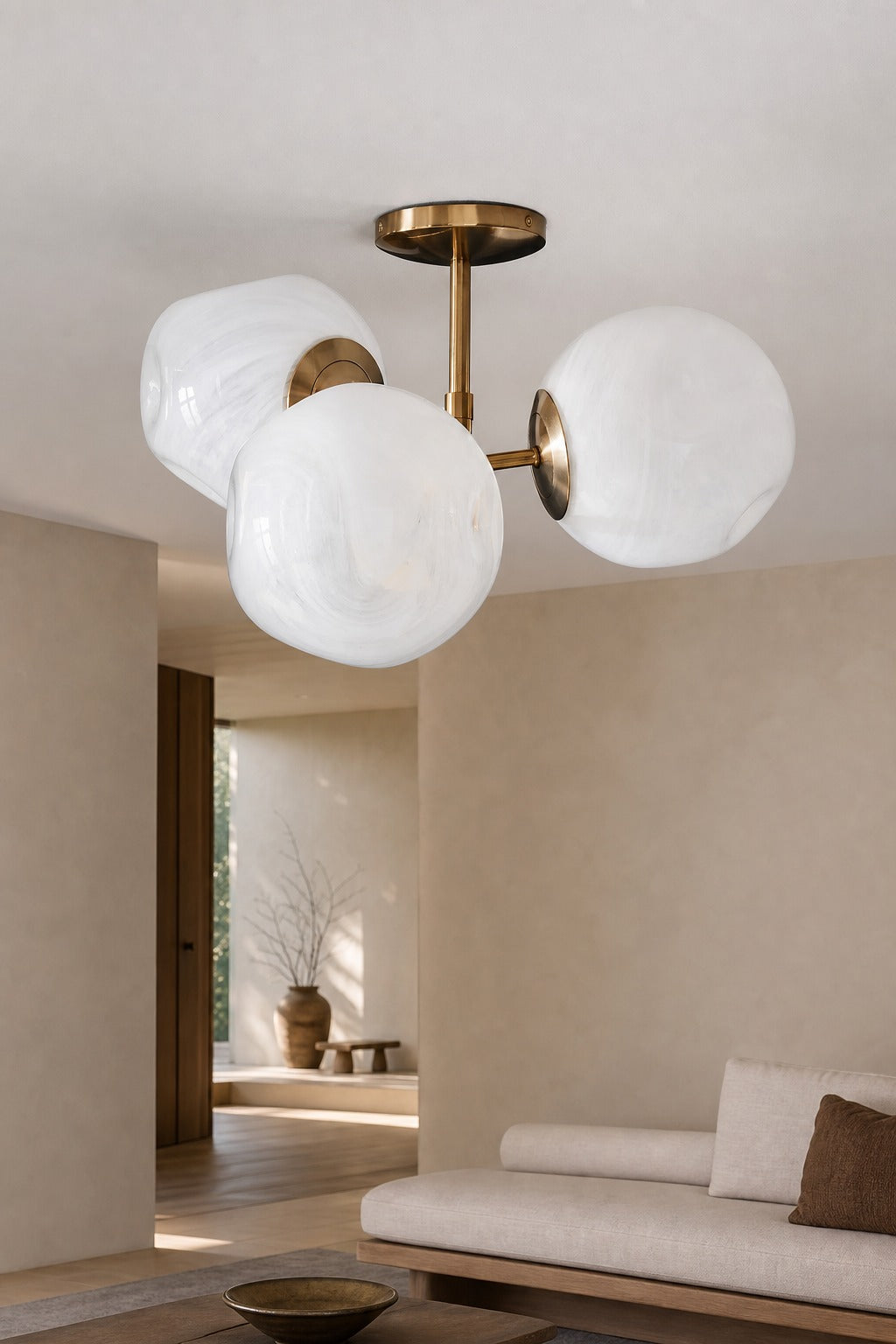 Pawrior Ball Flush Mount - Modern Glass Ceiling Light Fixture