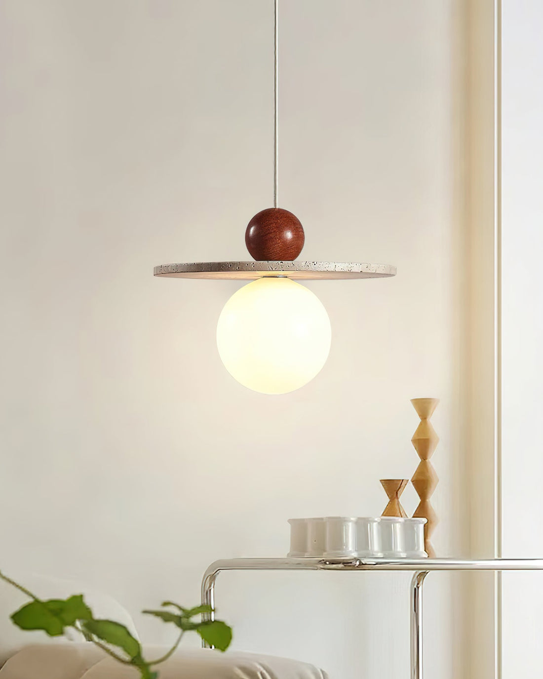 Retro Decor Cave Stone Disc Pendant Light