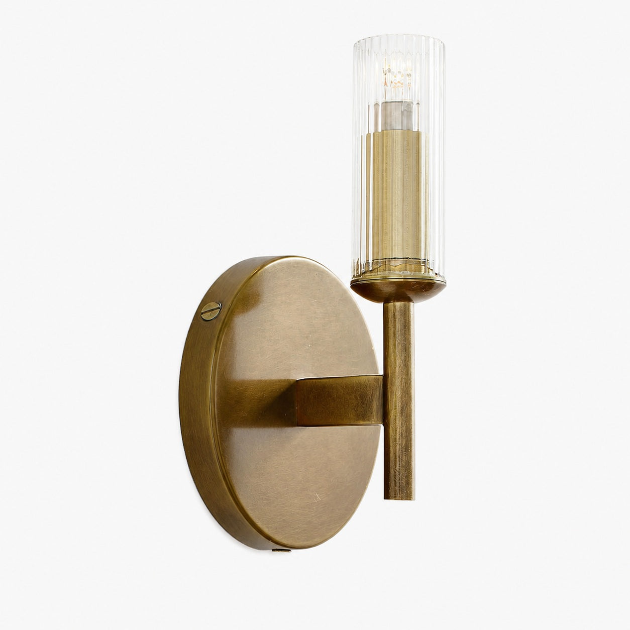 Bravira Ribbed Glass Wall Lamp - Tube Metal Light in Classic Finishes