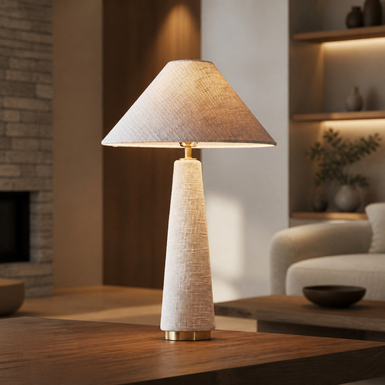 Ceruna Cone Shaded Table Lamp - Elegant Fabric for Living Room and Entryway