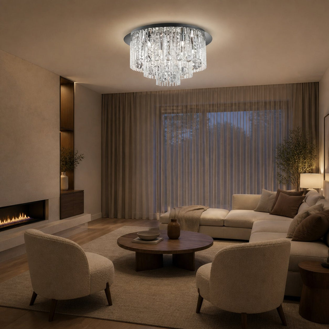 Virelis 8 Light Twist Tubes Ceiling Light – Modern Crystal Design for Dining Rooms or Lounges