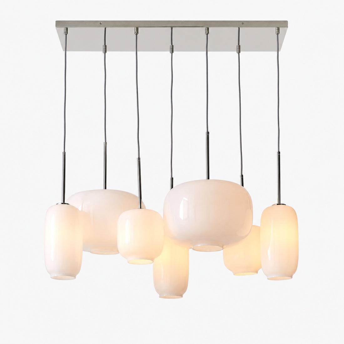 Lumivelle Sculptural 7-Light Chandelier – Adjustable Height Modern Glass Pendant