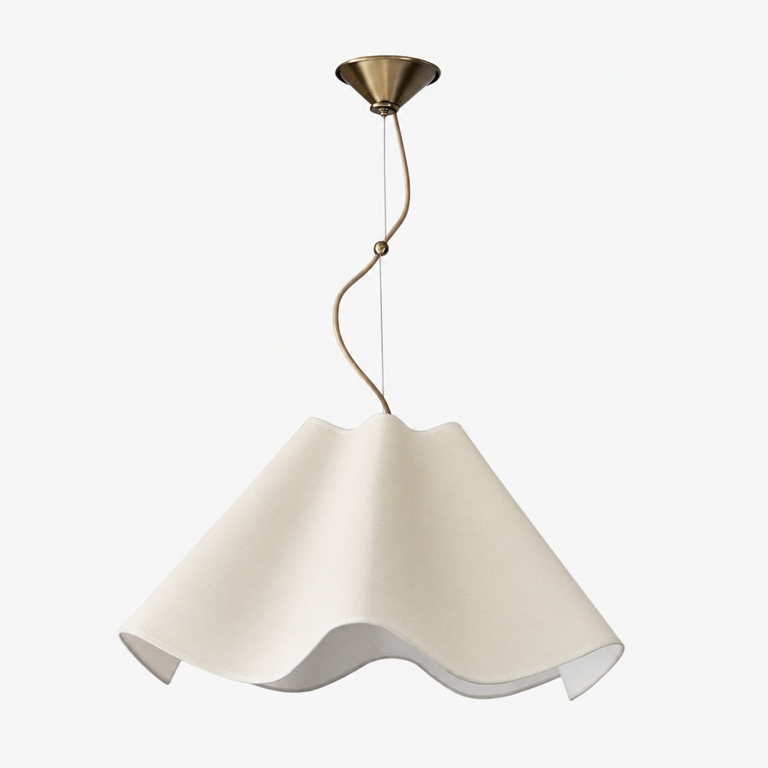 Oslan Ivory Linen Pendant Light - Scalloped Shade Modern Ceiling Lamp
