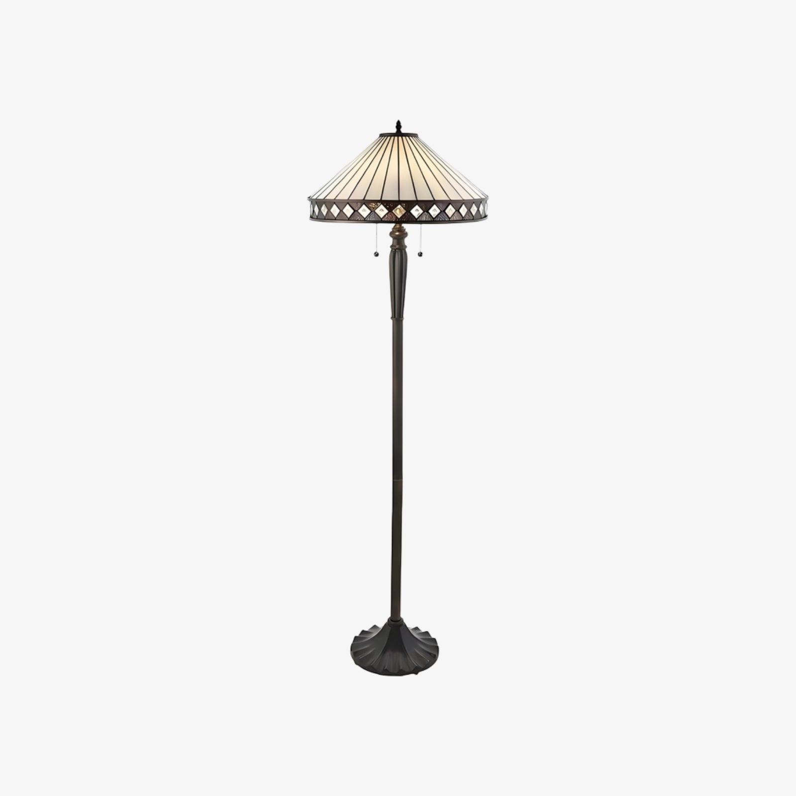 TF Fargo Geometric Tiffany Style Lamp - Amber and Cream Glass Accent Lighting for Bedroom or Study