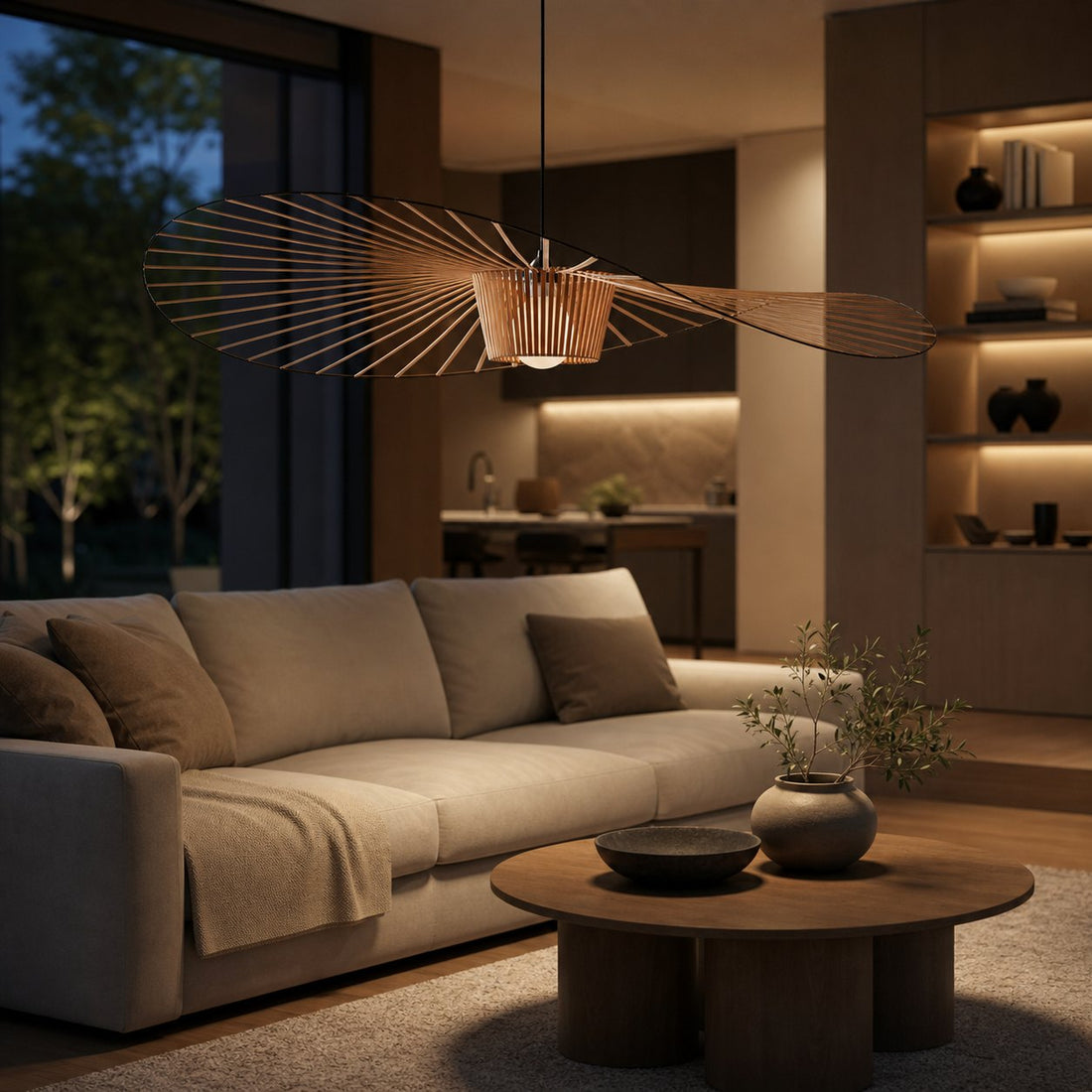 Spirava Modern Straw Pendant Light – Minimalist Sculptural Ceiling Lamp for Living Room N50