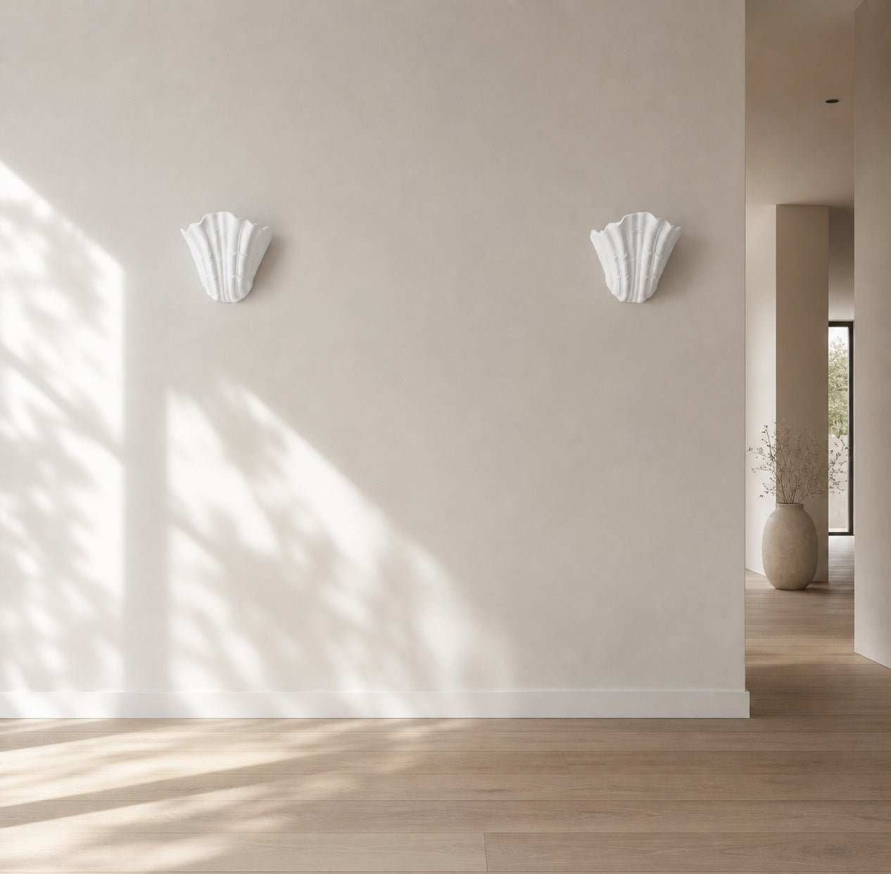 Seavira Organic Seashell Texture Wall Light - Modern Plaster Sconce for Living Room and Entryway