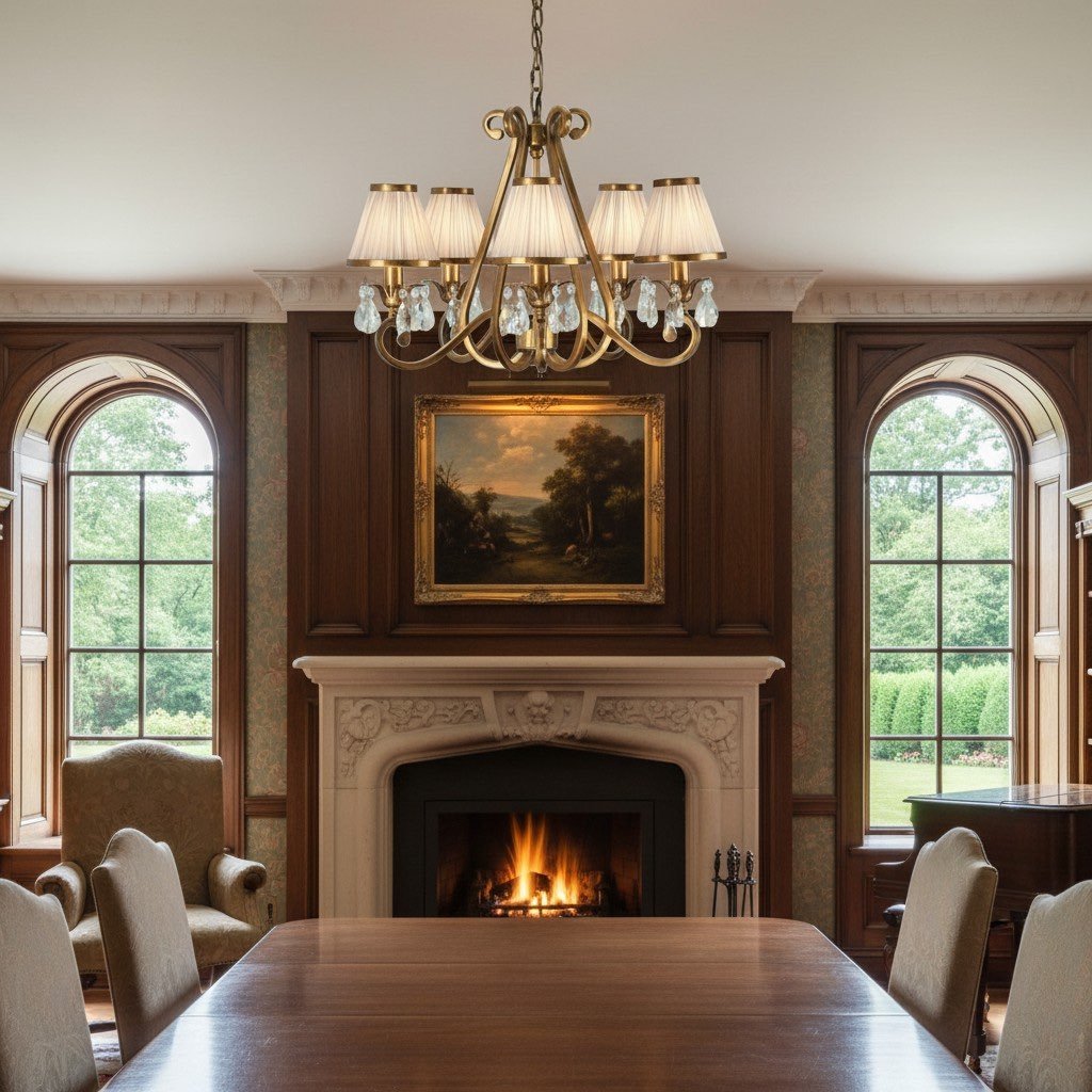 Talonis Multi-light Fabric Chandelier - Elegant Metal Curved Arms for Dining and Living