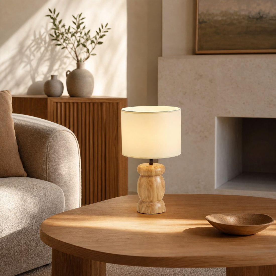 Pebble Wood Table Lamp