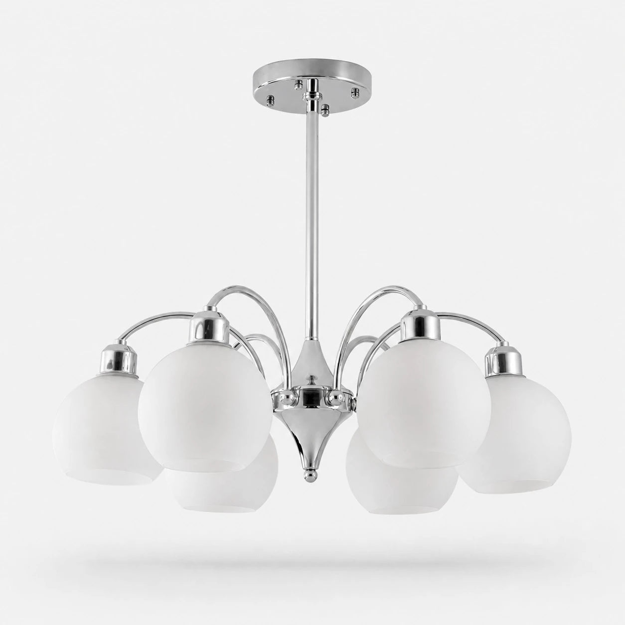 Chrome 6-light glass globe chandelier