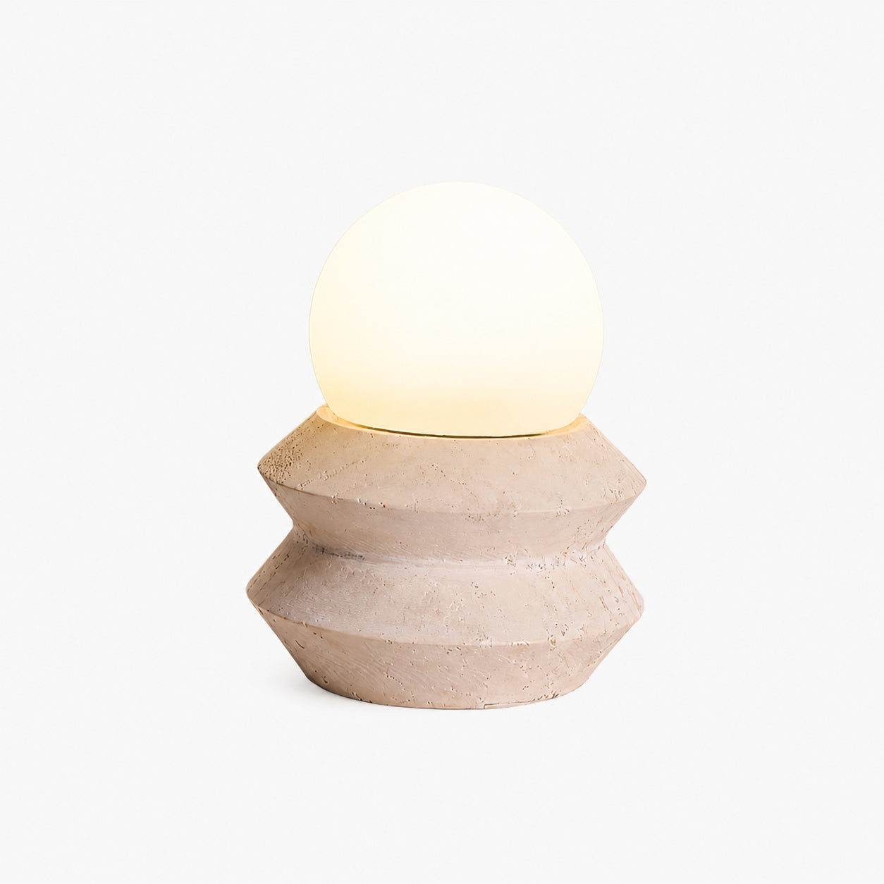 Fin Travertine Table Lamp (Built-in Battery)