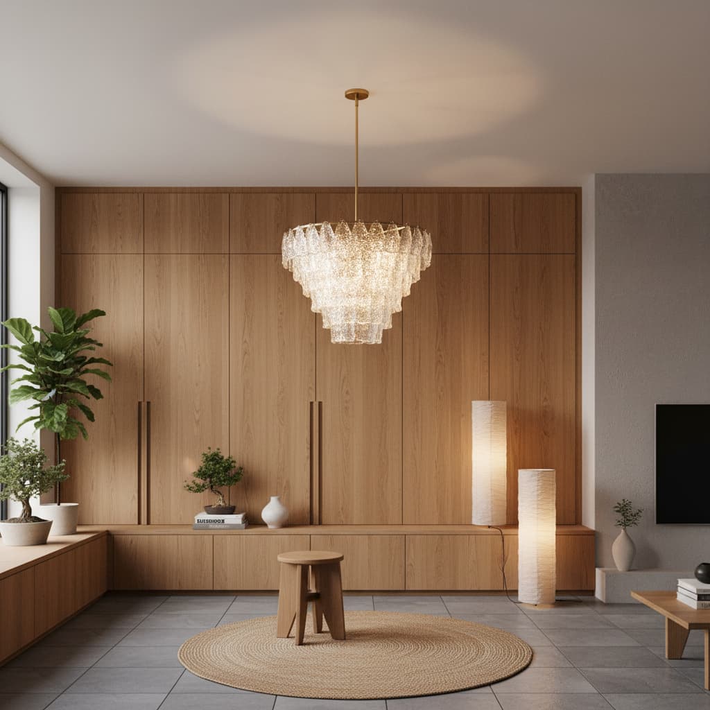 Lumvey Glass Round Chandelier - Elegant Pendant Light for Dining Room and Living Room