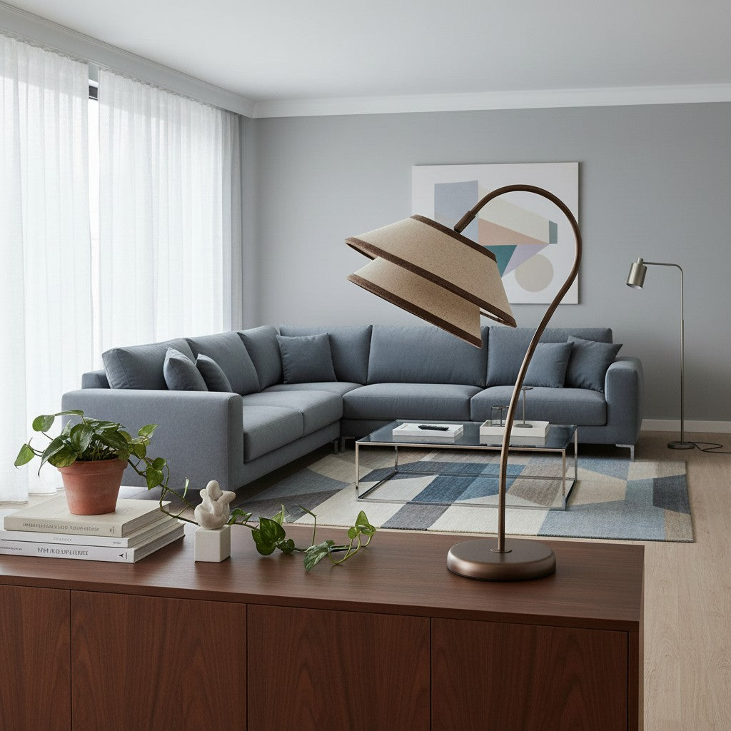 Tarivon Stacked Table Lamp – Modern Antique Linen Shade for Bedroom & Living Room