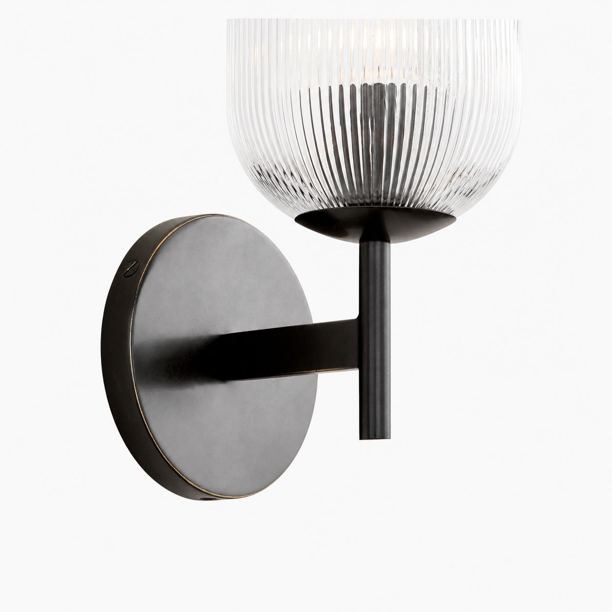 Bravira Ribbed Glass Sconce - Metal Wall Light with Clear Glass Shade