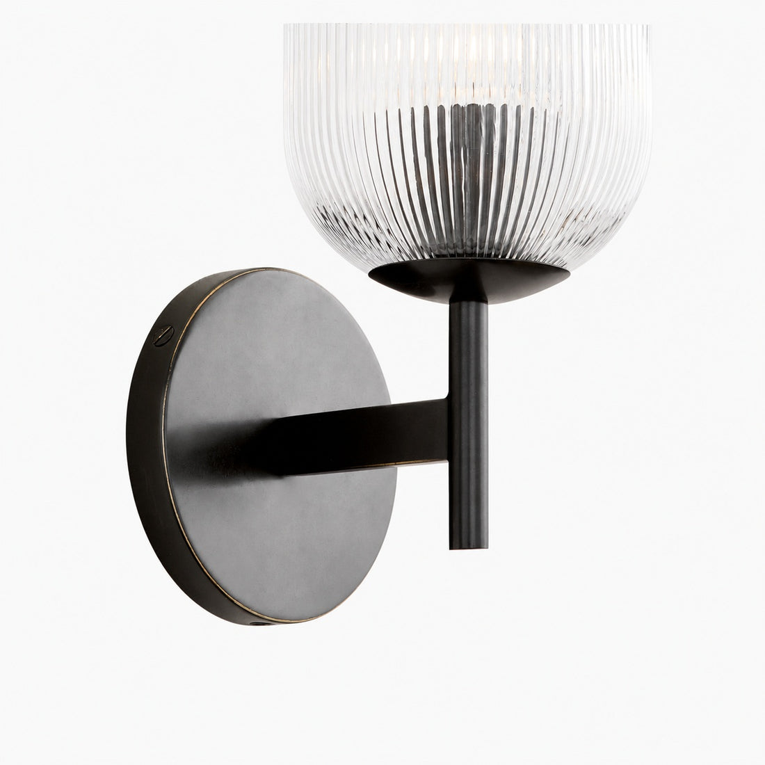 Bravira Ribbed Glass Sconce - Metal Wall Light with Clear Glass Shade
