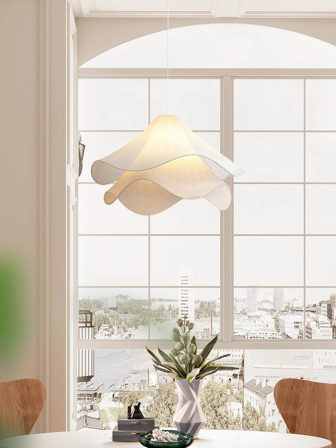 Ethereal Bloom French Floral Pleated Fabric Pendant Light